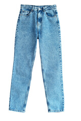 Blue jeans isolated on white background. Jeans, Clothing, Denim.