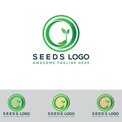 Seeds logo design agriculture field plant and concept