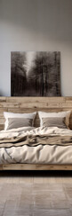 Scandinavian style interior design of modern bedroom. Inhouse architecture inspiration