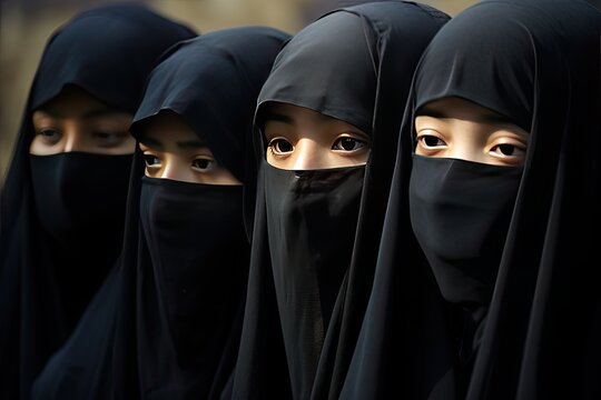 Group of Asian female in hijabs