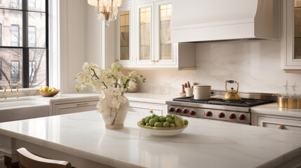 Fototapeta na wymiar Modern new Construction White Kitchen Grey stainless sink