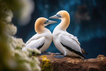 Couple of Northern Gannet in the wild