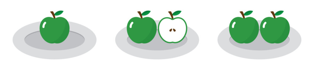 Apple fruit on plate icon, vector illustration