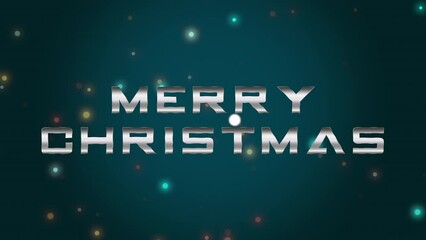 Merry Christmas text with flying colorful glitters on black gradient, motion abstract minimalism, holidays and winter style background