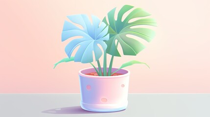 Fototapeta na wymiar a potted plant with a blue and green plant in it. generative ai