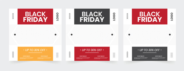 Black Friday social media square banner, Editable seasonal ads vector banner post layout, Customizable abstract shape perfect workshop banner design