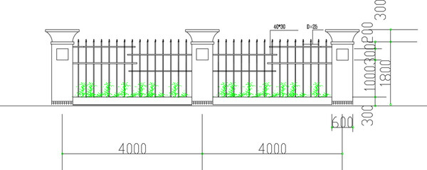 Vector sketch illustration of simple house fence architectural design