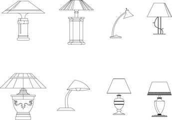 Vector sketch illustration of table lamp design for home interior