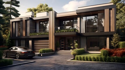 Modern and Luxury Home Exterior - Panoramic Composition