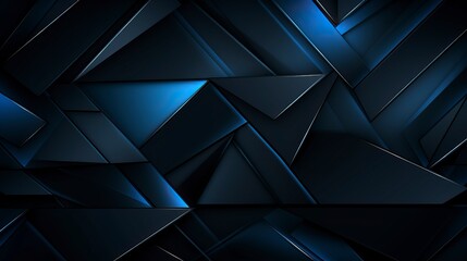 A vibrant and geometric abstract background with various shades of blue and intersecting triangles created with Generative AI technology