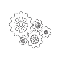 set of gears. set of wheels. gear wheels and gears isolated on white background in illustration vector icon.