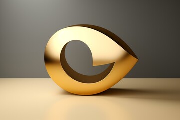 Curved gold percent symbol with gentle shadows on plain backdrop. Generative AI - obrazy, fototapety, plakaty