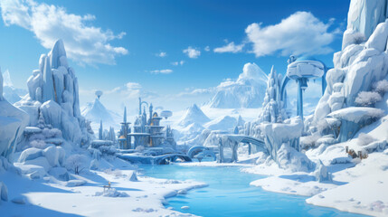 illustration of a beautiful winter landscape