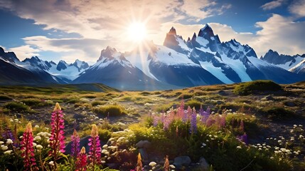 Beautiful panoramic view of the Torres del Paine National Park, Chile