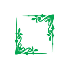 green floral background. frame with flowers isolated on white background in illustration vector design. outline frame icon. 