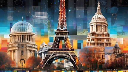 Foto op Canvas Illustration of the Eiffel Tower in Paris, France. © Iman