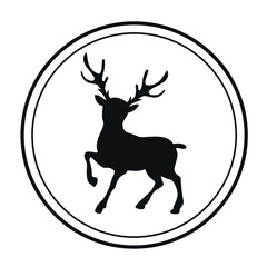 Deer icon.  Black silhouette. Vector on white background.