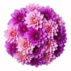 Beautiful isolated round purple flowers background image AI generated art
