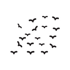 flying birds in the sky. group of birds are flying in the sky isolated on white background in vector design in illustration. 