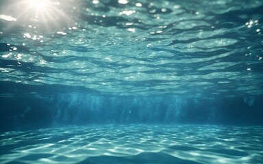 Fototapeta na wymiar Ocean underwater panorama with ocean light background.