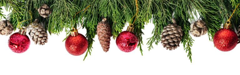 Christmas and New Year holidays isolated on white or transparent background.