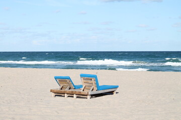Beach chairs on a clear summer day