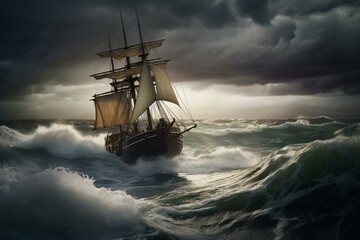 Faithful voyage amidst stormy sea. Generative AI