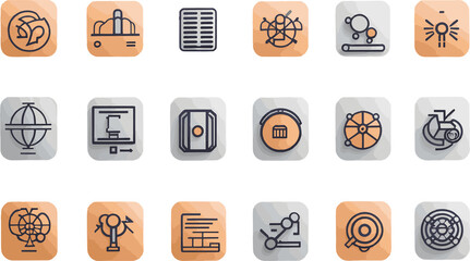 Set outline icons related to network internet Linear icon collection