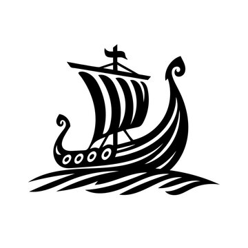 viking boat ship vector logo 