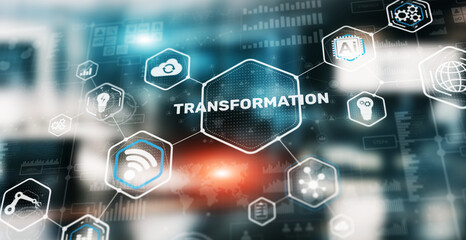 Transformation on virtual screen. Business internet technology concept 3D