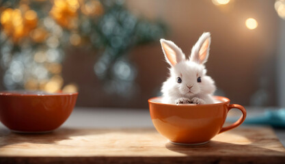 Cute rabbit in a cup