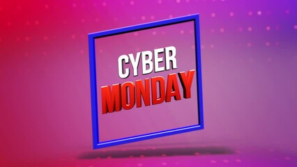 Cyber Monday text on pink geometric pattern with gradient dots. Style for holiday sales and corporate promotions, motion abstract background seamlessly blends modern design and business flair