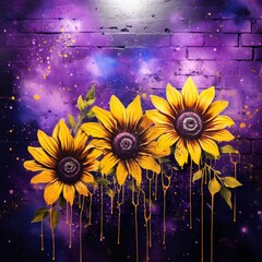 Create deep purple sunflowers background image AI generated art