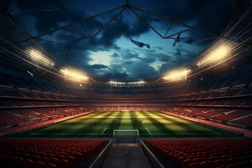 Fotobehang Background view of a football stadium. Generative AI © Iliana