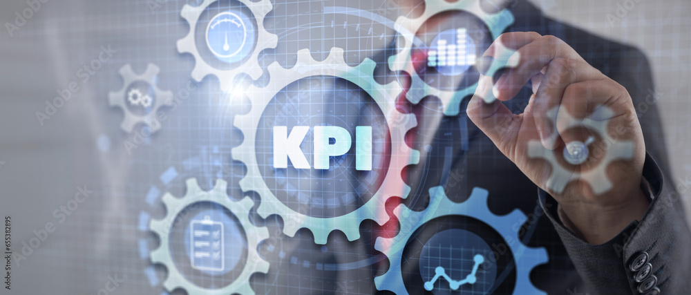 Poster kpi. key performance indicator. business technology internet and network concept. background data ce