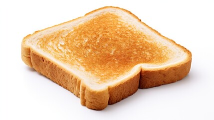  a slice of toasted bread on a white surface with a white background.  generative ai