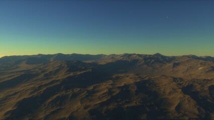 landscape on planet Mars, scenic desert scene on the red planet
