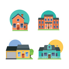 home house villa hotel set icon vector logo in flat and trendy style