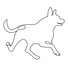 Continuous one line dog pet outline vector art drawing