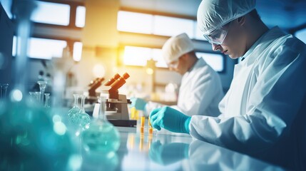 Professional health care researchers working in life of medical science laboratory. Generative AI
