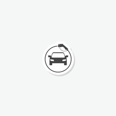 Car charging icon sticker isolated on gray background