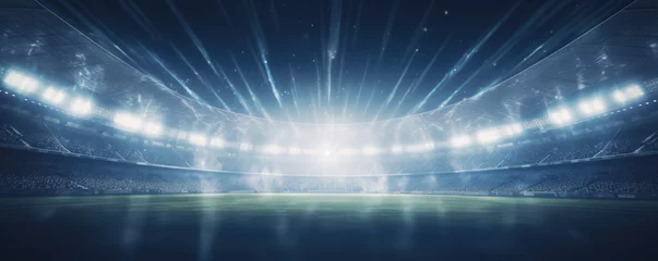 Foto op Plexiglas Sport football stadium ar arena in night with green grass, vivid spotlights , © Michal