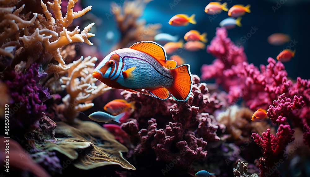 Poster the vibrant colors of underwater nature showcase the beauty in sea life generated by ai