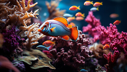 Fototapeta na wymiar The vibrant colors of underwater nature showcase the beauty in sea life generated by AI