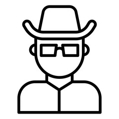 Outline eye mask man icon