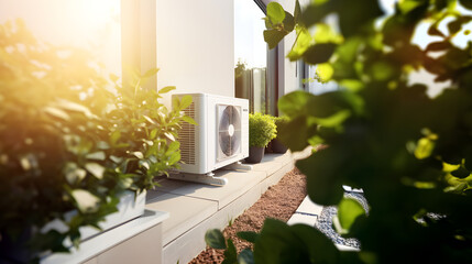 Modern, energy efficient air conditioning, energy saving solution in the backyard