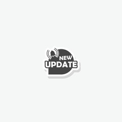 New Update With Bell icon sticker isolated on gray background