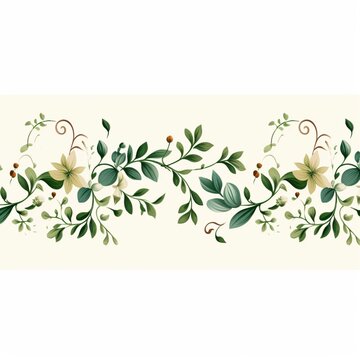 Green floral border with leafy leaf design picture AI generated art