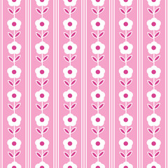 abstract square seamless pattern with cute chamomile flowers. Retro floral pink background surface design, textile, print, wrapp paper, cover. vector art illustration.