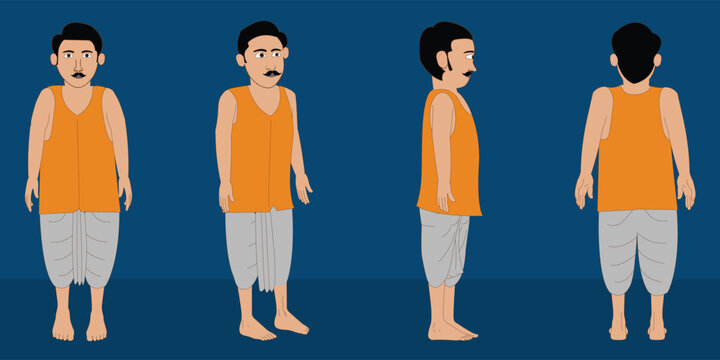 Indian village men cartoon character design for moral stories